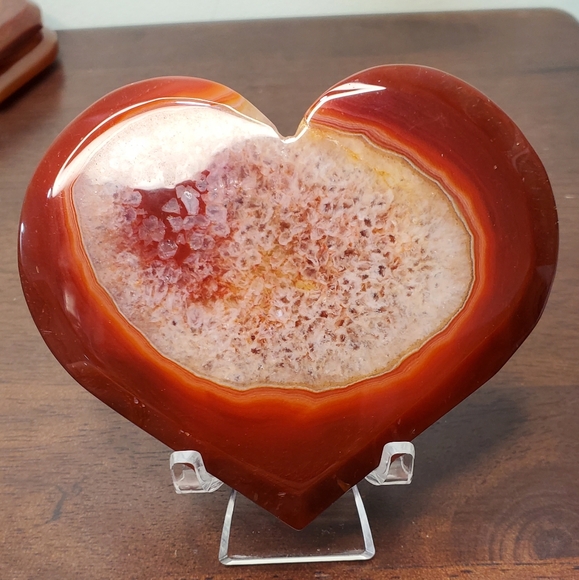 Carnelian Crystal Heart With Druzy - Picture 7 of 12
